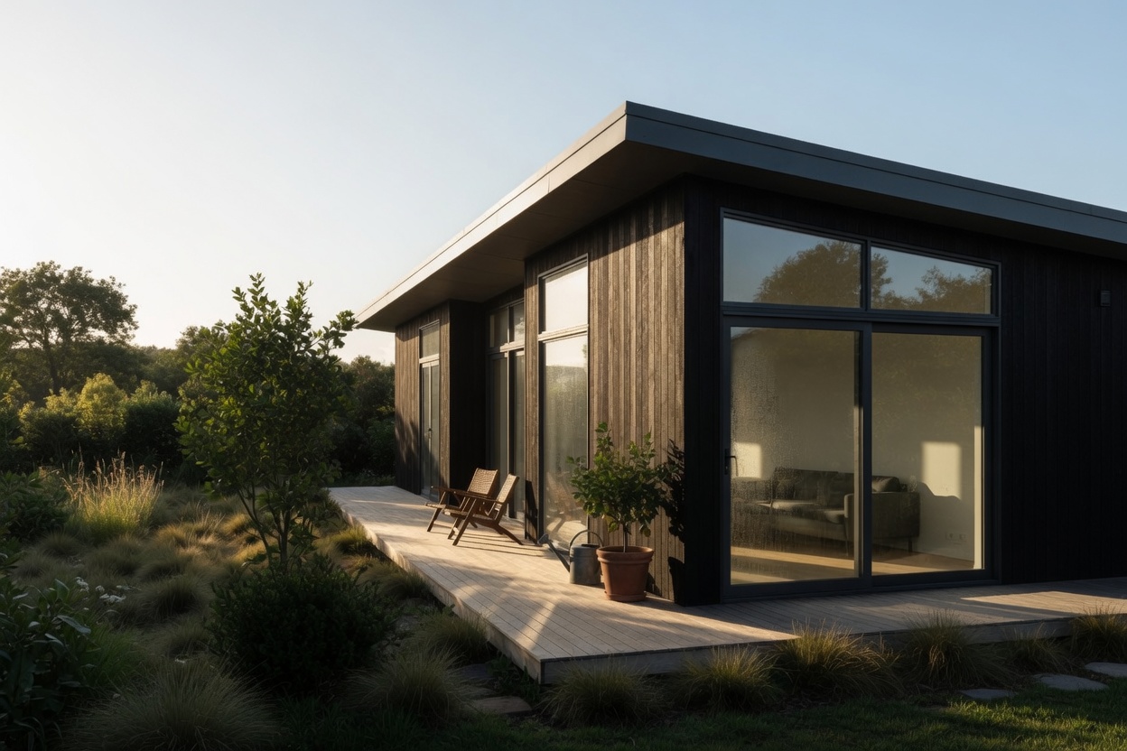 Contemporary Auckland coastal home with north-facing glazing and deck designed to capture winter sun alongside the seaward view.